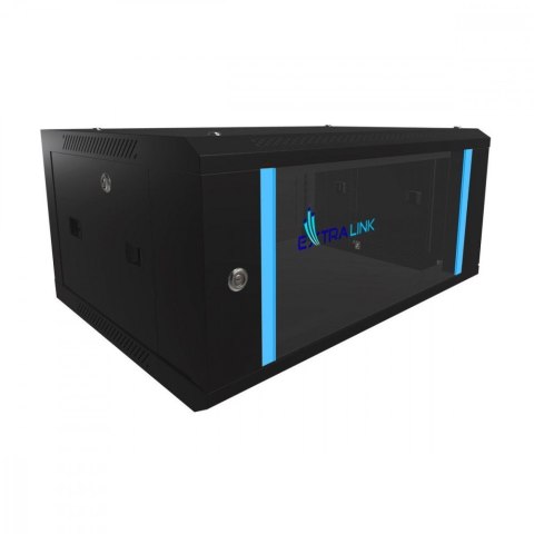 Szafka wisząca rack 4U 600x450 czarna szklane drzwi