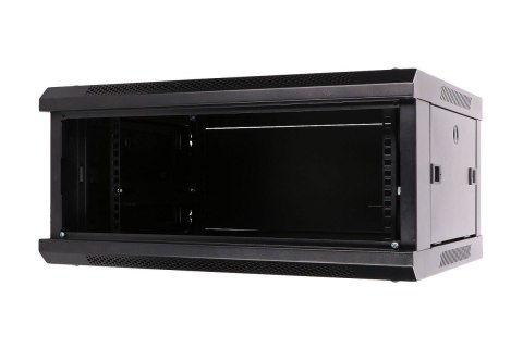 Szafka wisząca rack 4U 600x450 czarna szklane drzwi