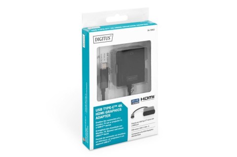 Adapter graficzny HDMI 4K 30Hz UHD na USB 3.1 Typ C, z audio, czarny, dł. 15cm Adapter graficzny HDMI 4K 30Hz UHD na USB 3.1 Typ C, z audio, czarny, dł. 15cm