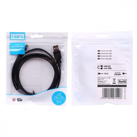 Kabel USB - Mini USB 1.8m. czarny Kabel USB - Mini USB 1.8m. czarny