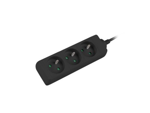 Listwa zasilająca 1,5m, czarna, 3 gniazda, kabel wykonany z pełnej miedzi Listwa zasilająca 1,5m, czarna, 3 gniazda, kabel wykonany z pełnej miedzi