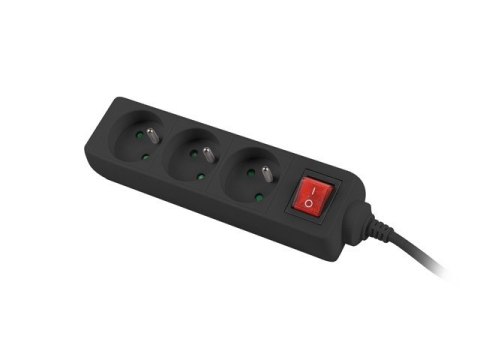 Listwa zasilająca 1.5m, czarna, 3 gniazda, z wyłącznikiem, kabel wykonany z pełnej miedzi Listwa zasilająca 1.5m, czarna, 3 gniazda, z wyłącznikiem, kabel wykonany z pełnej miedzi