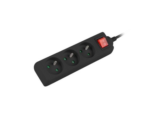 Listwa zasilająca 1.5m, czarna, 3 gniazda, z wyłącznikiem, kabel wykonany z pełnej miedzi Listwa zasilająca 1.5m, czarna, 3 gniazda, z wyłącznikiem, kabel wykonany z pełnej miedzi