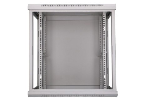 Szafka wisząca rack 12U 600x450 szara szklane drzwi
