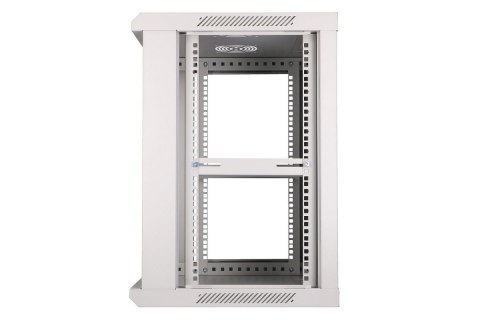 Szafka wisząca rack 12U 600x450 szara szklane drzwi