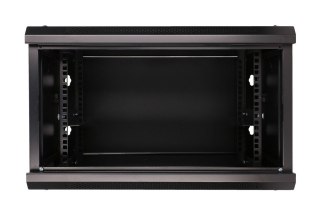 Szafka wisząca rack 6U 600x600 czarna szklane drzwi