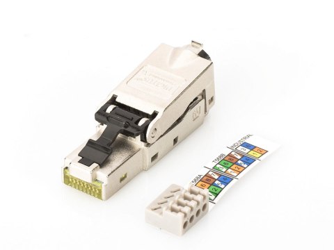 Wtyk modularny RJ45 kat.6A, PoE+, 10GbE, STP, ekranowany, metalowy, beznarzędziowy, AWG 27-22, zaślepka Wtyk modularny RJ45 kat.6A, PoE+, 10GbE, STP, ekranowany, metalowy, beznarzędziowy, AWG 27-22, zaślepka