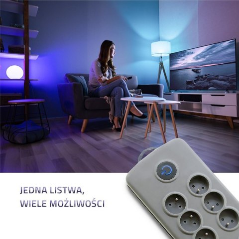 Listwa antyprzepięciowa Quick Switch, 8 gniazd, 2,5m, szara Listwa antyprzepięciowa Quick Switch, 8 gniazd, 2,5m, szara