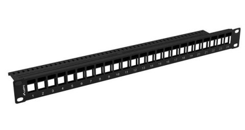 Patch panel pusty 24 porty 1U 19 cali czarny do modułów keystone Patch panel pusty 24 porty 1U 19 cali czarny do modułów keystone
