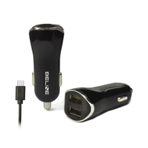 Ładowarka samochodowa 2xUSB + USB-C 2,1A czarna Ładowarka samochodowa 2xUSB + USB-C 2,1A czarna