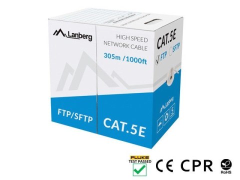 Kabel FTP Kat.5E CU 305 m drut szary Kabel FTP Kat.5E CU 305 m drut szary