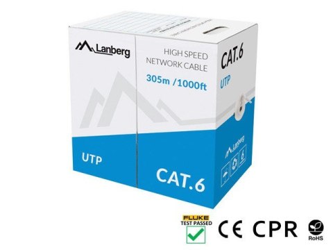 Kabel UTP Kat.6 CU 305 m drut szary Kabel UTP Kat.6 CU 305 m drut szary