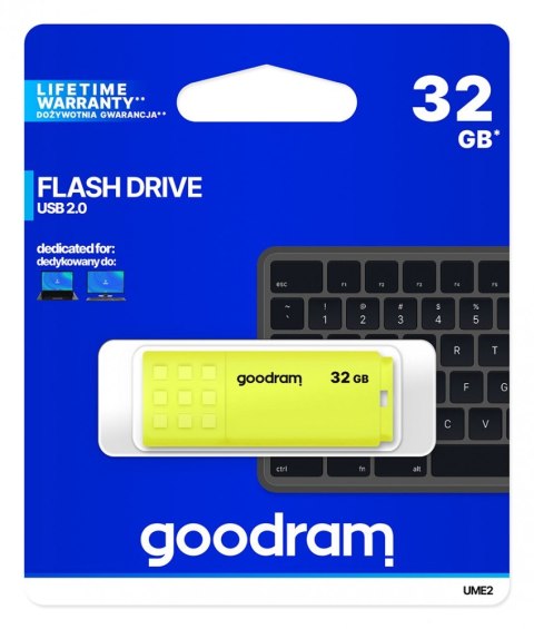 Pendrive UME2 32GB USB 2.0 Żółty Pendrive UME2 32GB USB 2.0 Żółty