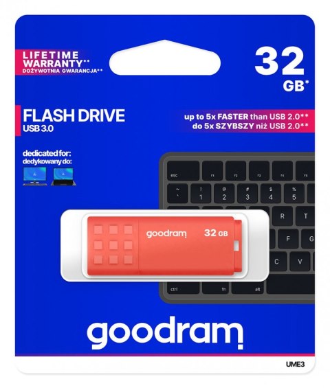 Pendrive UME3 32GB USB 3.0 Pomarańczowy Pendrive UME3 32GB USB 3.0 Pomarańczowy