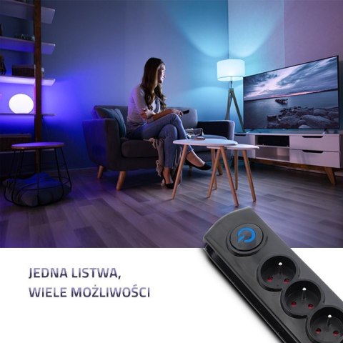 Listwa antyprzepięciowa 5 gniazd | 1.8m | Czarna Listwa antyprzepięciowa 5 gniazd | 1.8m | Czarna