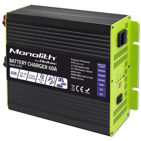 Inteligentna ładowarka do akumulatorów LiFePO4 AGM GEL SLA | 60A | 12V Inteligentna ładowarka do akumulatorów LiFePO4 AGM GEL SLA | 60A | 12V