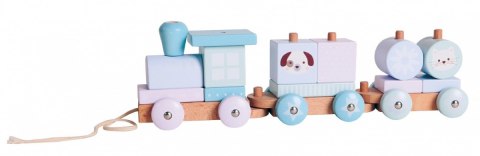 Klocki drewniane pociąg zwierzątka Pastel Klocki drewniane pociąg zwierzątka Pastel