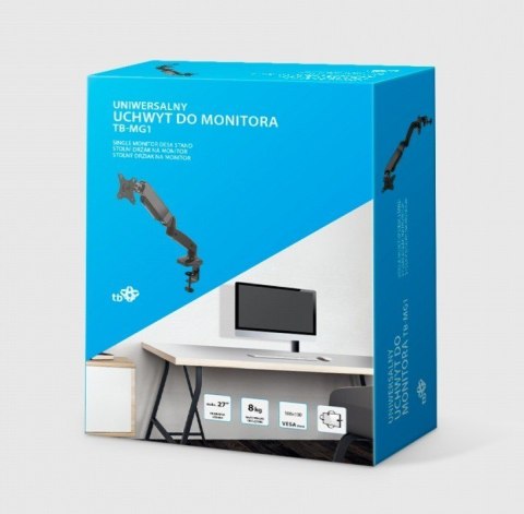 Uchwyt TB-MG1 do monitora na sprężynie gazowej do 27 cali 8kg Uchwyt TB-MG1 do monitora na sprężynie gazowej do 27 cali 8kg