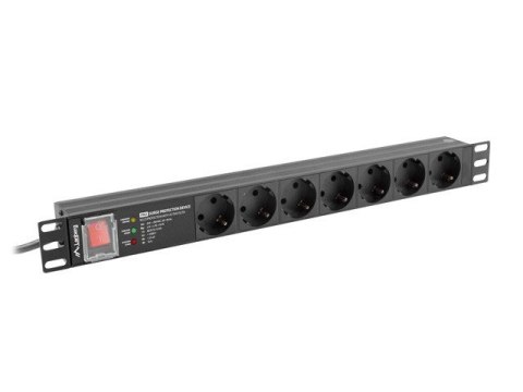 Listwa zasilająca rack PDU PRO 19 cali 1U 16A 7X SCHUKO SPD-3MP 2m czarna Listwa zasilająca rack PDU PRO 19 cali 1U 16A 7X SCHUKO SPD-3MP 2m czarna