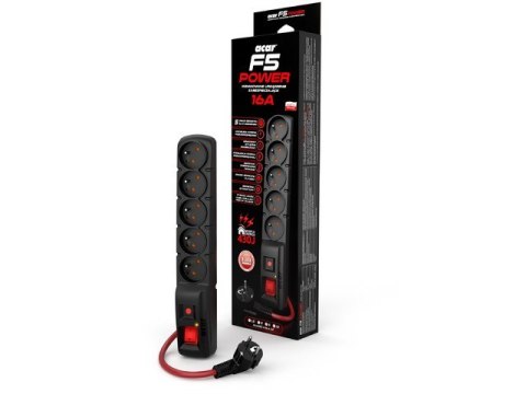 Listwa zasilająca F5 Power 3m 16A Czarna Listwa zasilająca F5 Power 3m 16A Czarna