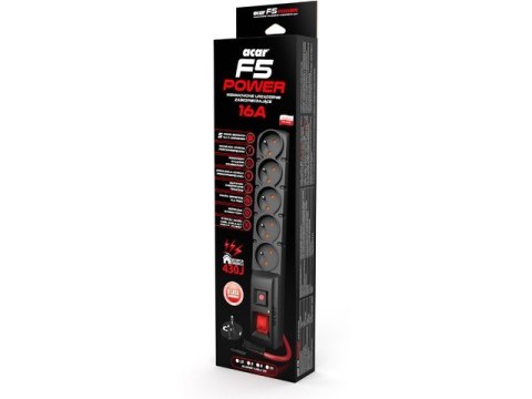 Listwa zasilająca F5 Power 3m 16A Czarna Listwa zasilająca F5 Power 3m 16A Czarna
