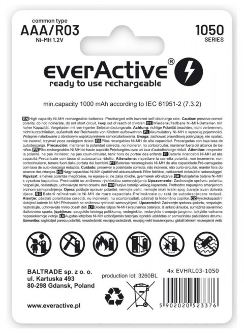 Akumulatory paluszki R03/AAA 1000 mAH blister 4 szt. Akumulatory paluszki R03/AAA 1000 mAH blister 4 szt.