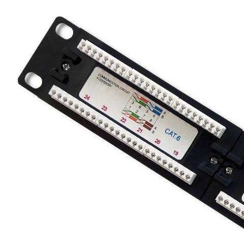 Patch panel RACK | 24 porty | kat.6 UTP | Czarny Patch panel RACK | 24 porty | kat.6 UTP | Czarny