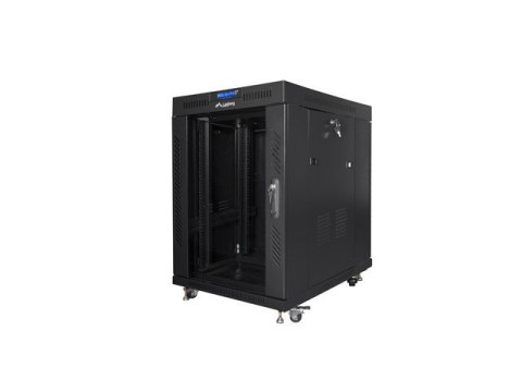 Szafa instalacyjna rack stojąca 19 15U 600x800 czarna, drzwi szklane lcd (flat pack) Szafa instalacyjna rack stojąca 19 15U 600x800 czarna, drzwi szklane lcd (flat pack)