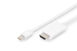 Kabel adapter Displayport 1.2 4K 60Hz UHD Typ miniDP/HDMI A M/M Biały 2m