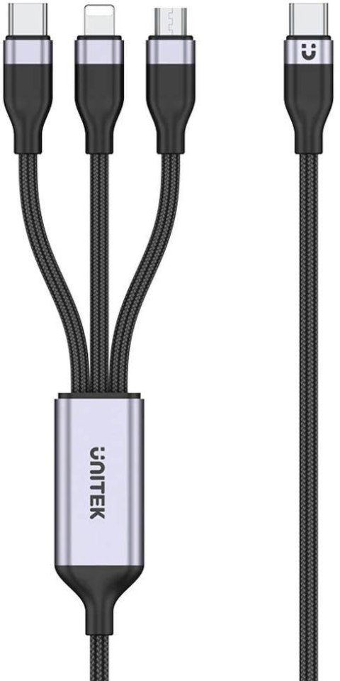 Unitek przewód ładujący USB 3 w 1 czarny