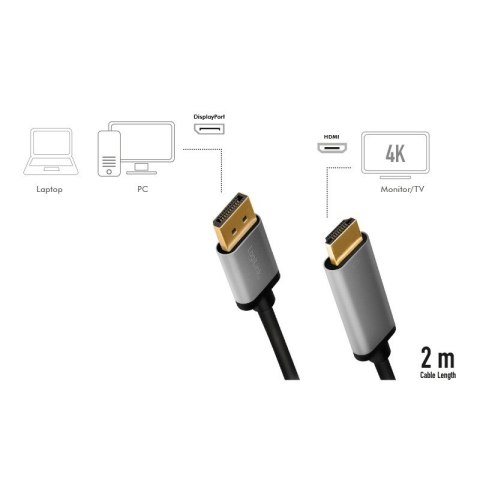 Kabel DisplayPort 4K/60 Hz,DP do HDMI aluminiowy 2m Kabel DisplayPort 4K/60 Hz,DP do HDMI aluminiowy 2m