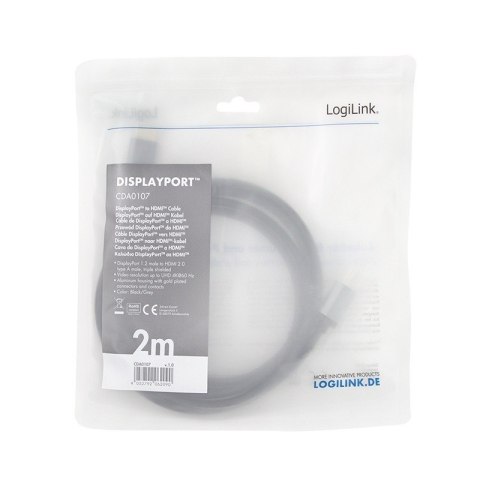 Kabel DisplayPort 4K/60 Hz,DP do HDMI aluminiowy 2m Kabel DisplayPort 4K/60 Hz,DP do HDMI aluminiowy 2m
