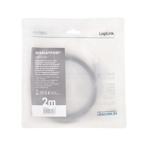 Kabel DisplayPort 8K/60 Hz,DP/M do DP/M aluminiowy 2m Kabel DisplayPort 8K/60 Hz,DP/M do DP/M aluminiowy 2m
