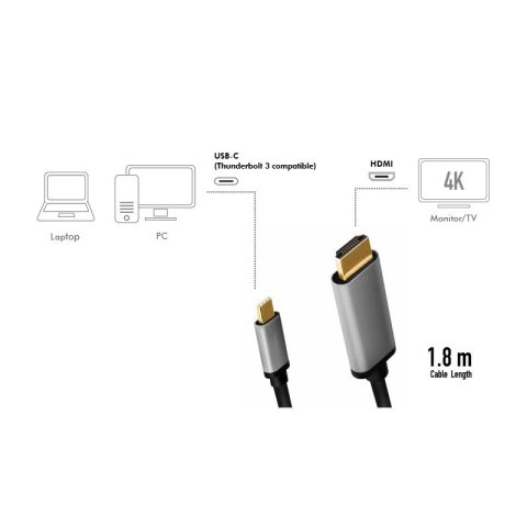 Kabel USB-C do HDMI, 4K 60Hz aluminiowy 1.8m Kabel USB-C do HDMI, 4K 60Hz aluminiowy 1.8m