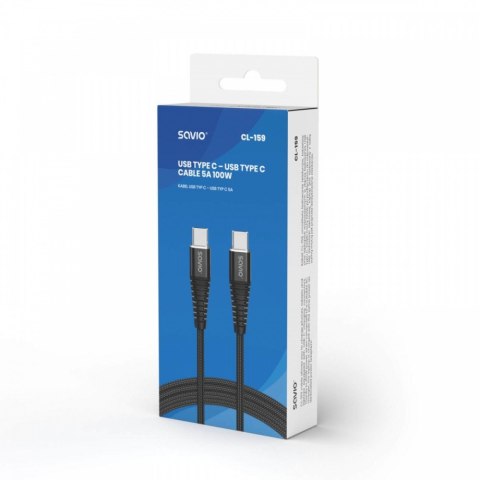 Kabel USB typu C - USB typu C 5A 1m, CL-159 Kabel USB typu C - USB typu C 5A 1m, CL-159