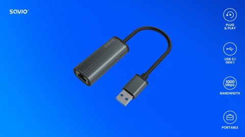 Adapter USB-A 3.1 Gen 1 do RJ-45 gigabit Ethernet, AK-55