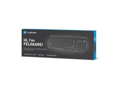 Klawiatura Felimare US bluetooth + 2.4GHz Slim, uchwyt na telefon/tablet czarna Klawiatura Felimare US bluetooth + 2.4GHz Slim, uchwyt na telefon/tablet czarna