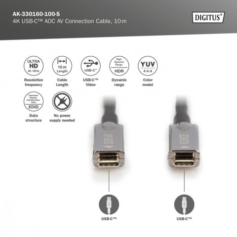 Kabel połączeniowy hybrydowy AOC USB 3.1 Typ C/USB Typ C 4K 60Hz 10m Kabel połączeniowy hybrydowy AOC USB 3.1 Typ C/USB Typ C 4K 60Hz 10m