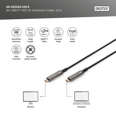 Kabel połączeniowy hybrydowy AOC USB 3.1 Typ C/USB Typ C 4K 60Hz 10m Kabel połączeniowy hybrydowy AOC USB 3.1 Typ C/USB Typ C 4K 60Hz 10m