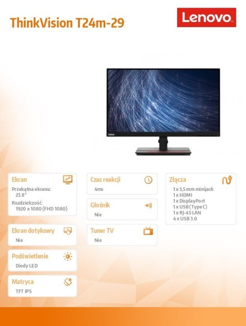 Monitor 23.8 ThinkVision T24m-29 63A5GAT6EU Monitor 23.8 ThinkVision T24m-29 63A5GAT6EU